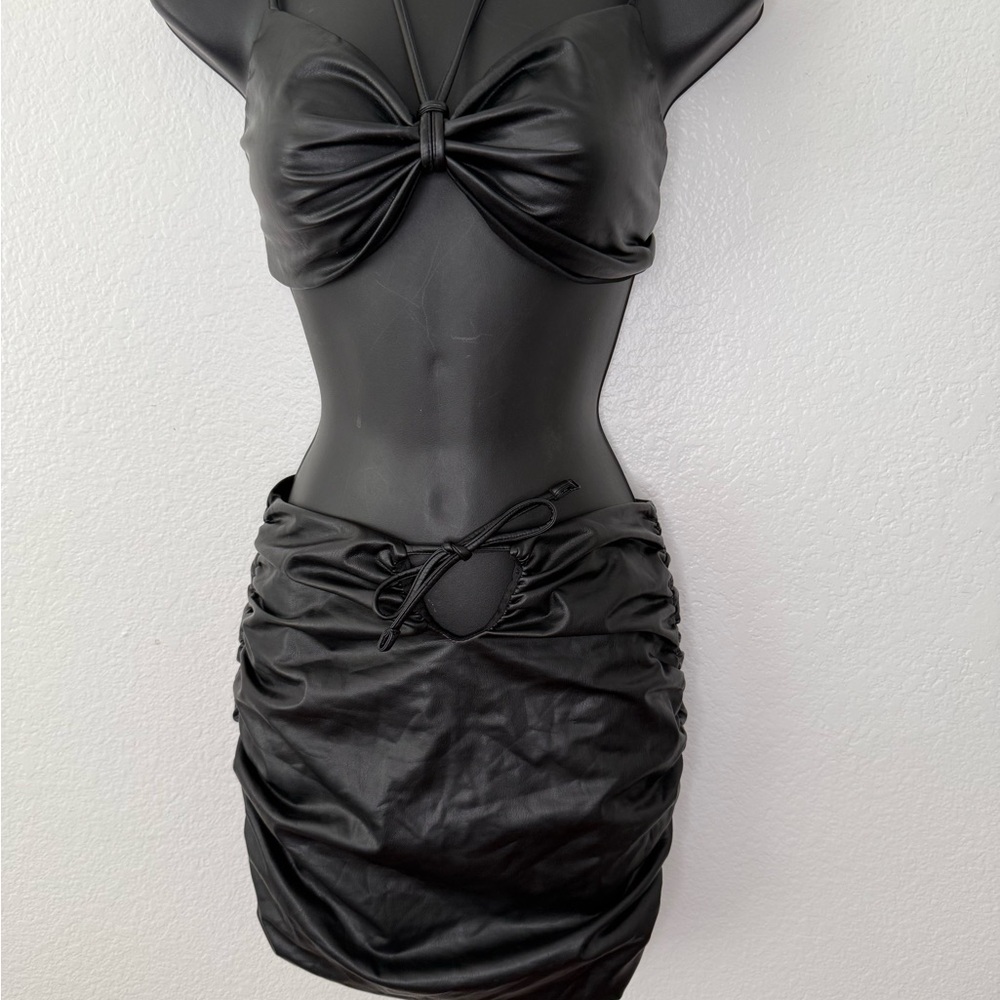Fashion Nova Black Faux Leather Mini Dress
